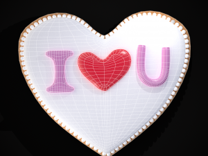I Heart You Valentines Cookie 3D Model