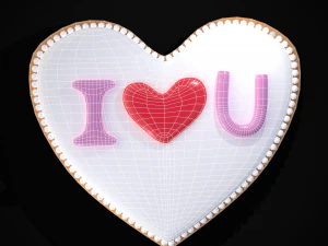I Heart You Valentines Cookie 3D Model