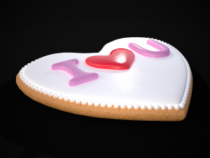 I Heart You Valentines Cookie 3D Model