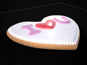 I Heart You Valentines Cookie 3D Model