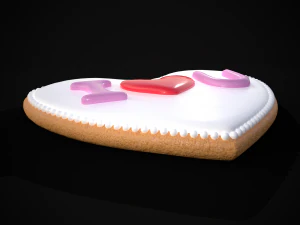 I Heart You Valentines Cookie 3D Model