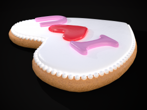 I Heart You Valentines Cookie 3D Model
