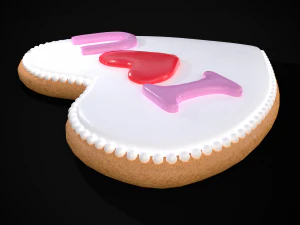 I Heart You Valentines Cookie 3D Model