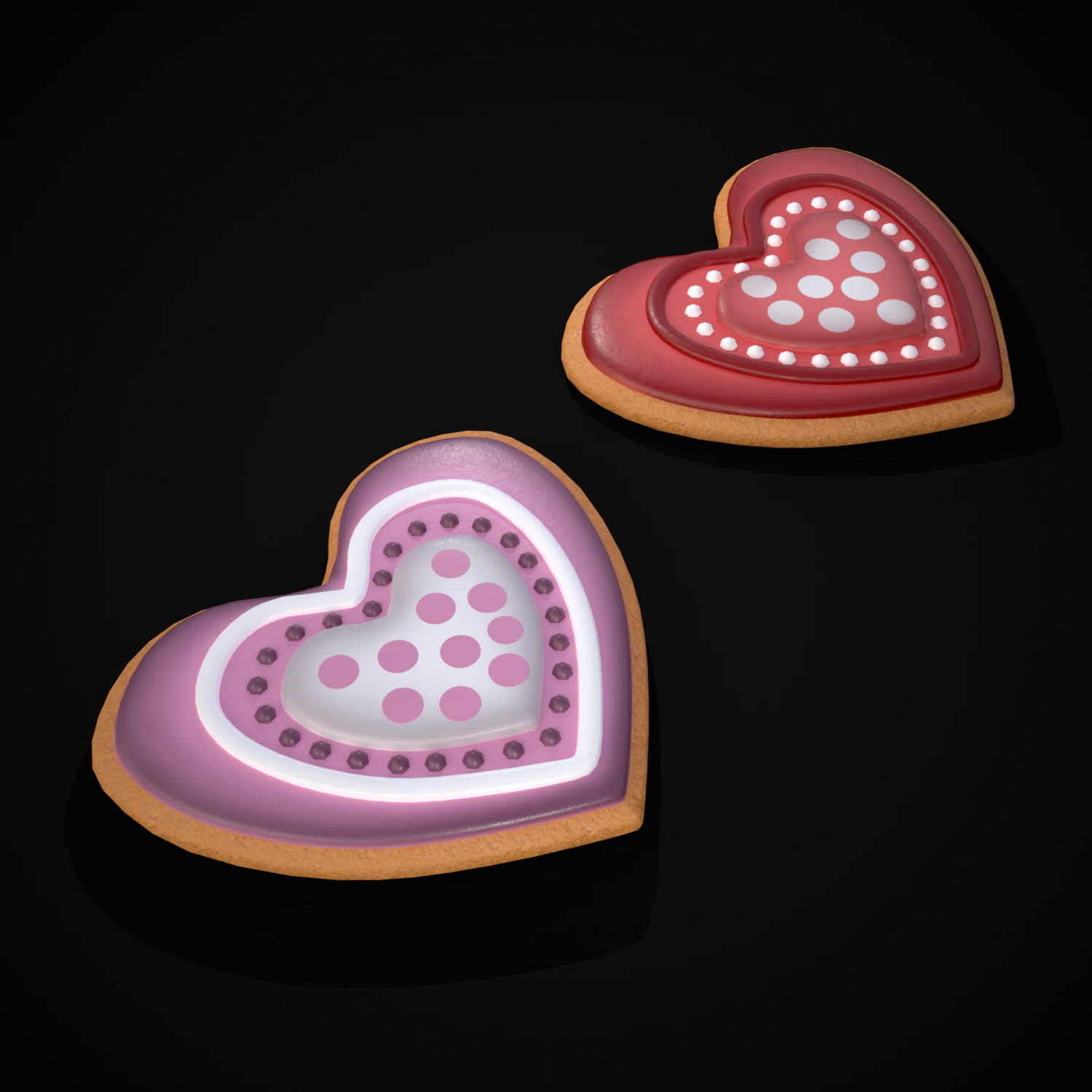 Heart within a Heart Cookie 3D Model .c4d .max .obj .3ds .fbx .stl .blend 