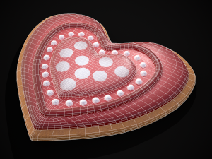 Heart within a Heart Cookie 3D Model