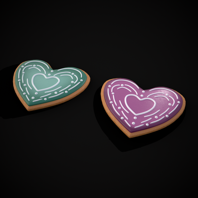 Heart Within A Heart Swirl Cookies 3D Модель .c4d .max .obj .3ds .fbx .stl .blend 