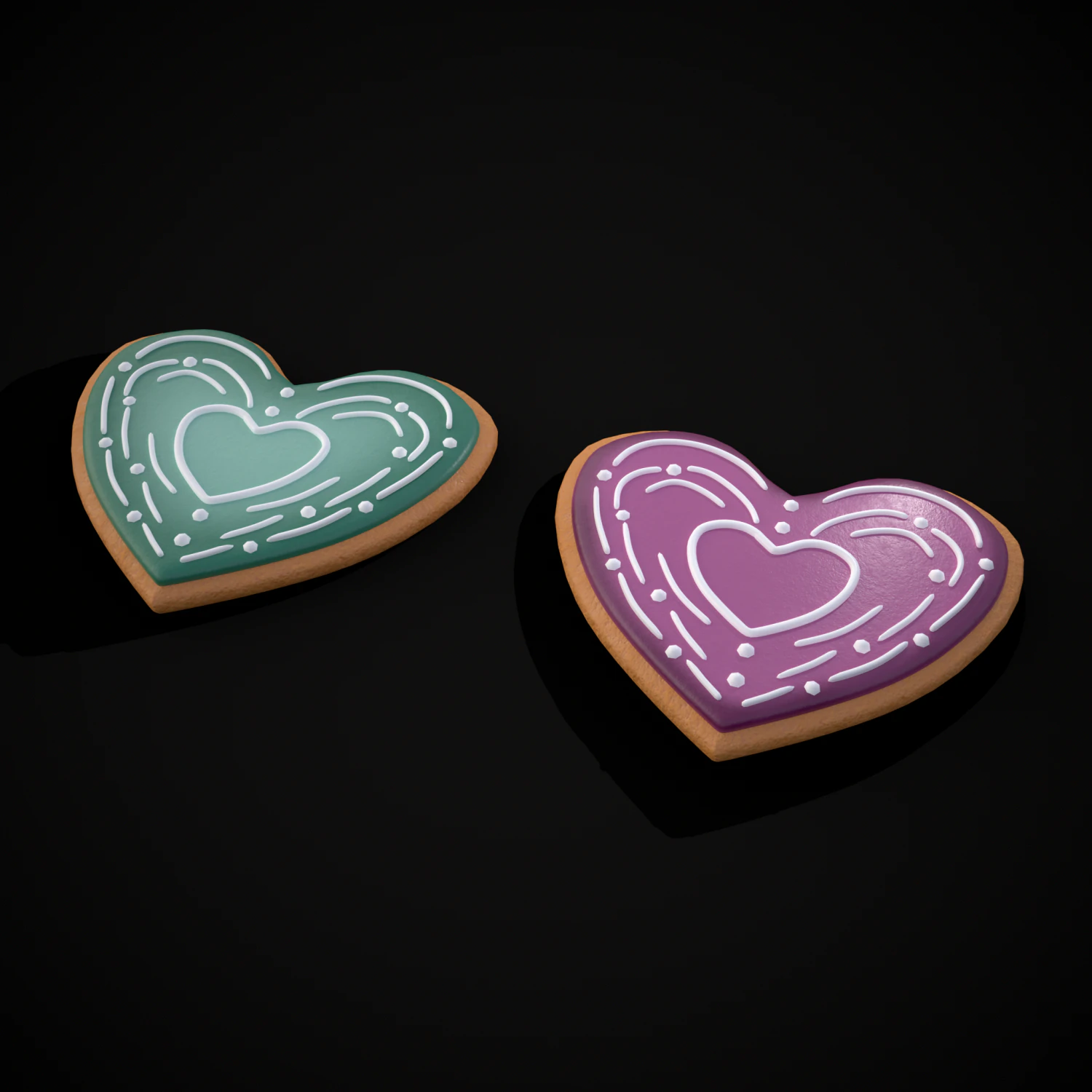 Biscoitos de redemoinho de cora&ccedil;&atilde;o dentro de um cora&ccedil;&atilde;o Modelo 3D .c4d .max .obj .3ds .fbx .stl .blend 