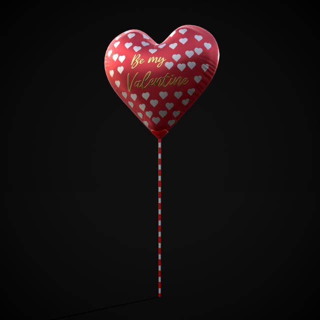Be My Valentine Heart Balloon Modelo 3D .c4d .max .obj .3ds .fbx .stl .blend 