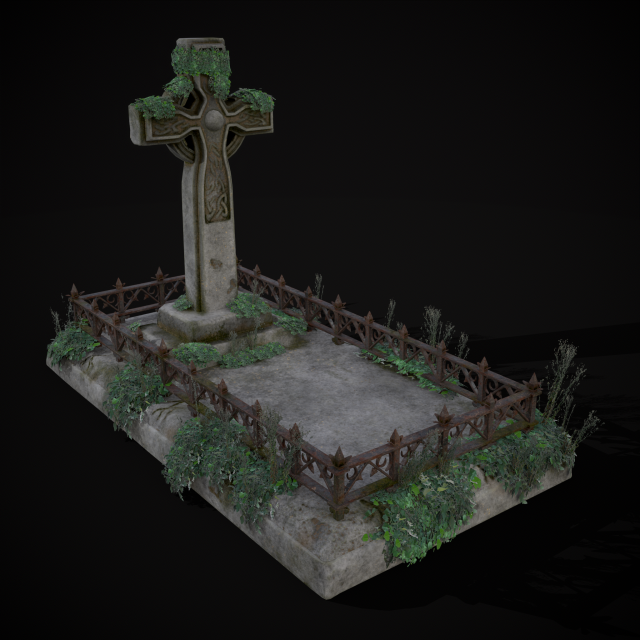 Moss Stone Surface Burial Vault 3D मॉडल .c4d .max .obj .3ds .fbx .stl .blend 