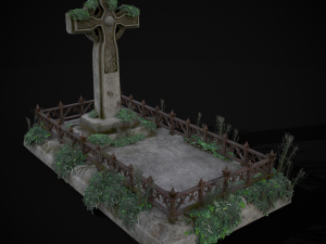 Moss Stone Surface Burial Vault Modèle 3D