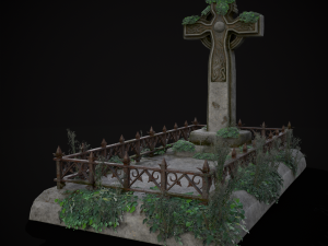 Moss Stone Surface Burial Vault 3D मॉडल