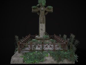 Moss Stone Surface Burial Vault 3D मॉडल