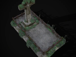 Moss Stone Surface Burial Vault 3D Model
