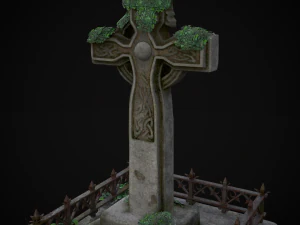 Moss Stone Surface Burial Vault 3D Model