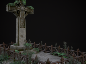 Moss Stone Surface Burial Vault 3D मॉडल