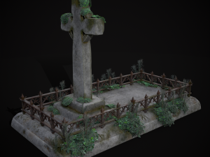 Moss Stone Surface Burial Vault 3D मॉडल