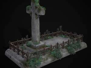 Moss Stone Surface Burial Vault 3D Model