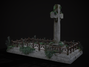 Moss Stone Surface Burial Vault 3D मॉडल