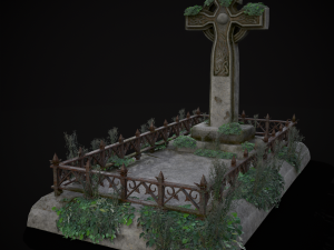 Moss Stone Surface Burial Vault 3D मॉडल