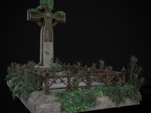Moss Stone Surface Burial Vault 3D मॉडल