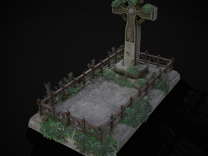 Moss Stone Surface Burial Vault 3D मॉडल