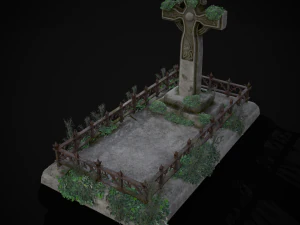 Moss Stone Surface Burial Vault 3D Model