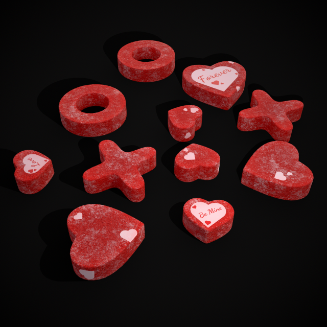 Valentines XOXO Red Jelly Candies Modèle 3D .c4d .max .obj .3ds .fbx .stl .blend 