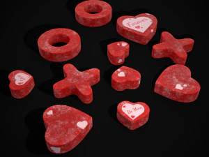Caramelle di gelatina rosse XOXO di San Valentino Modello 3D