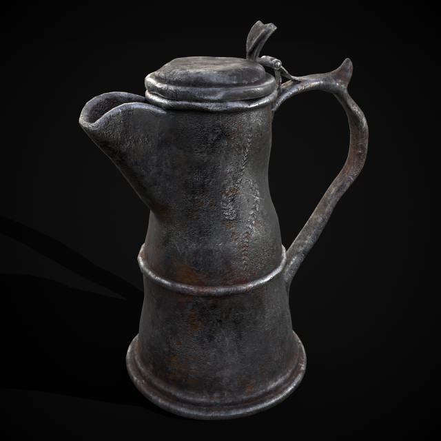 Worn Decorated Pewter Flagon 3D-Modell .c4d .max .obj .3ds .fbx .stl .blend 