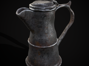 Worn Decorated Pewter Flagon 3D Модель