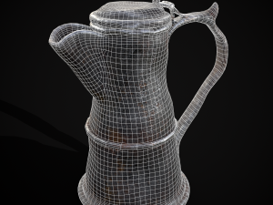 Worn Decorated Pewter Flagon 3D-Modell