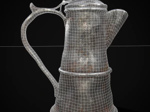 Worn Decorated Pewter Flagon 3D Model