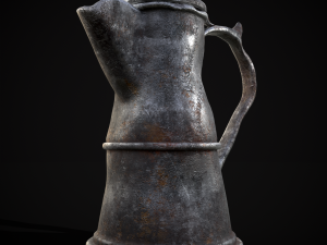 Worn Decorated Pewter Flagon 3D-Modell