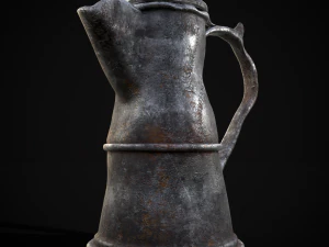 Worn Decorated Pewter Flagon 3D Model