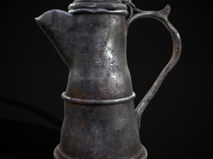 Worn Decorated Pewter Flagon 3D-Modell