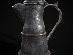 Worn Decorated Pewter Flagon 3D Model