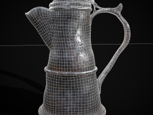Worn Decorated Pewter Flagon 3D-Modell