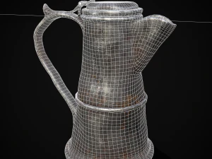 Worn Decorated Pewter Flagon 3D Model