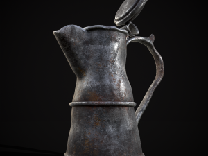 Worn Decorated Pewter Flagon 3D-Modell