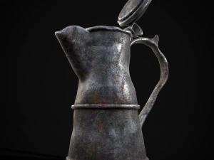 Worn Decorated Pewter Flagon 3D Model