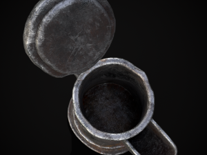 Worn Decorated Pewter Flagon 3D-Modell