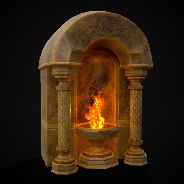 Limestone Ornamented Fire bowl 3D 모델 .c4d .max .obj .3ds .fbx .stl .blend 