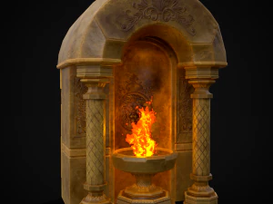 Tigela de fogo ornamentada de calcário Modelo 3D