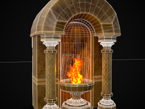Limestone Ornamented Fire bowl 3D 모델
