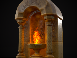 Limestone Ornamented Fire bowl 3D 모델