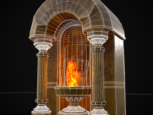 Limestone Ornamented Fire bowl 3D 모델