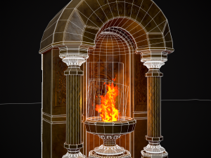 Limestone Ornamented Fire bowl 3D 모델
