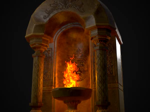 Limestone Ornamented Fire bowl 3D Model