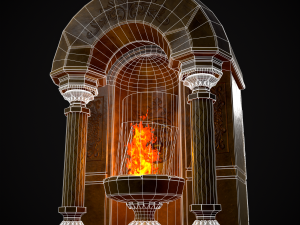 Limestone Ornamented Fire bowl 3D 모델