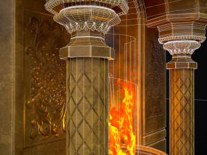Limestone Ornamented Fire bowl 3D 모델